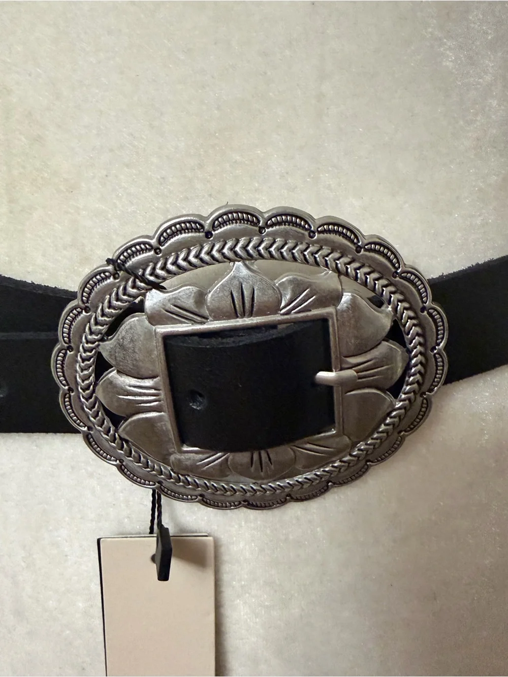 MW Most Wanted  Black Genuine Leather Silver Concho Country Western Belt